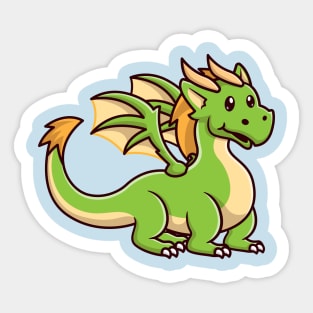 Cute Teenager Green Dragon Cartoon Sticker